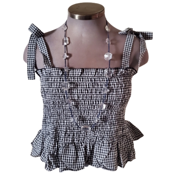 ROCKABILLY ☆ GINGHAM SMOCKED CROP TOP ☆ NWT - Picture 2 of 8
